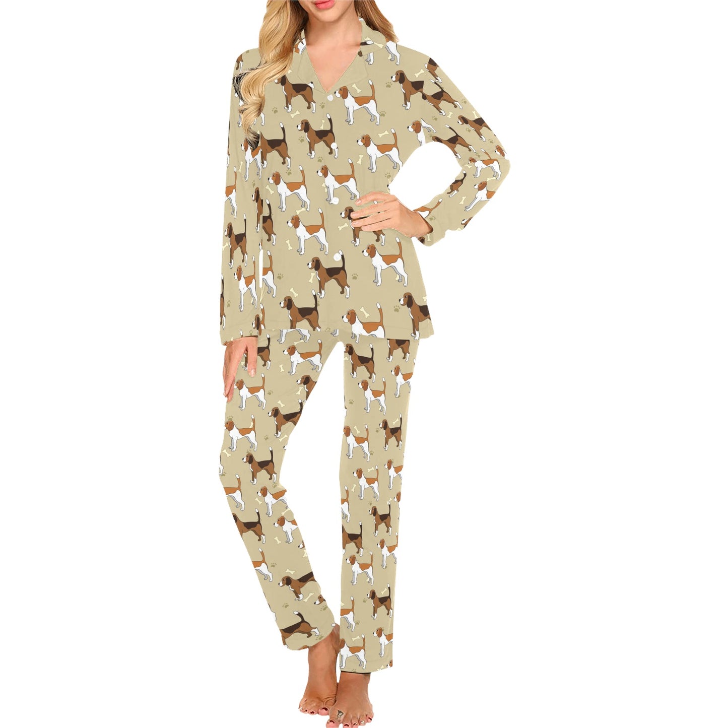 Beagle Pattern Print Design 01 Women's Long Pajama Set