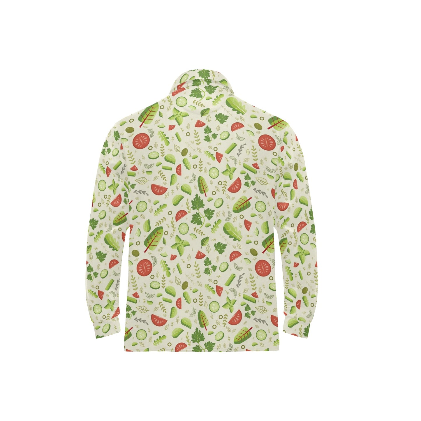 Salad Vegetable Print Design LKS302 Long Sleeve Polo Shirt For Men's