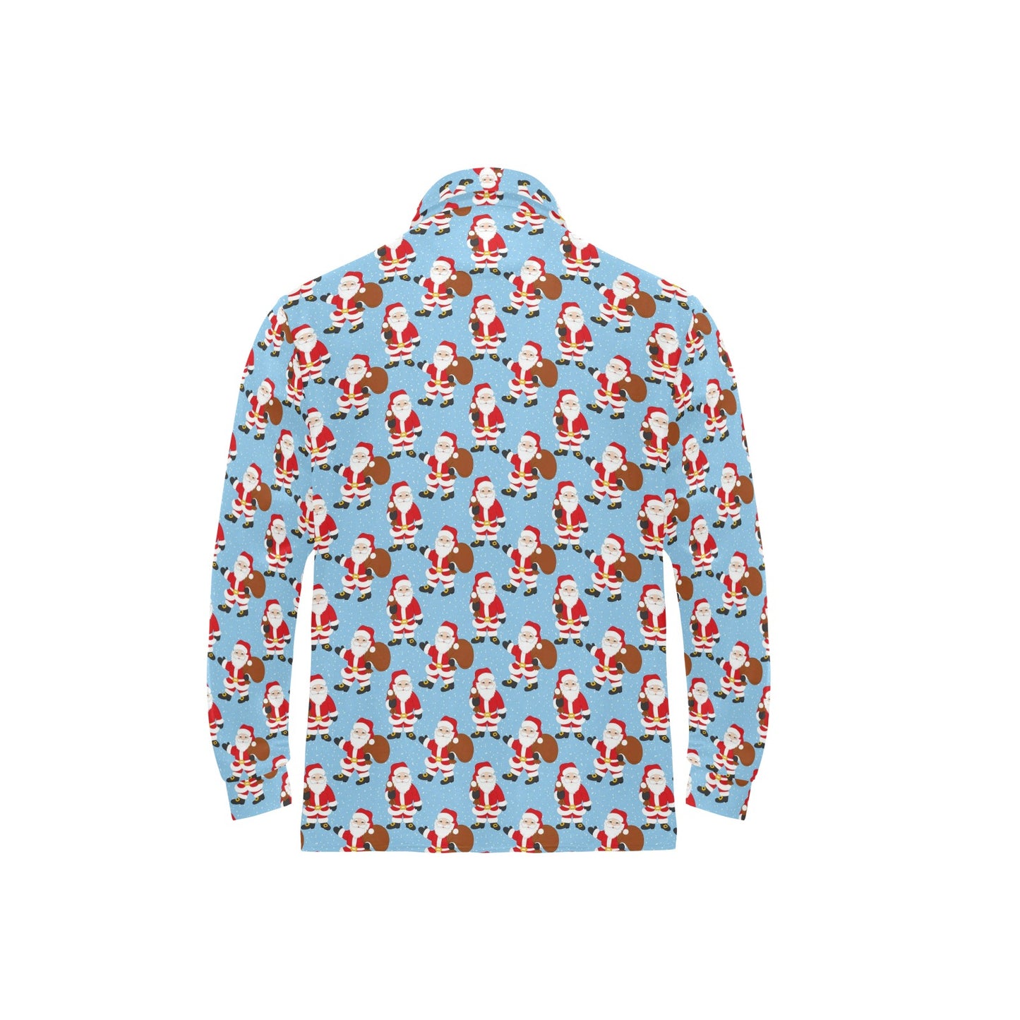 Santa Christmas Themed Print Design LKS305 Long Sleeve Polo Shirt For Men's