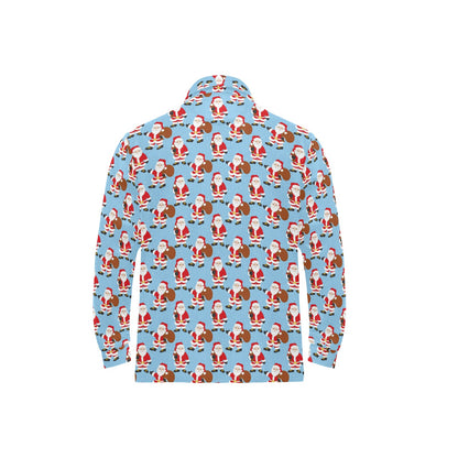 Santa Christmas Themed Print Design LKS305 Long Sleeve Polo Shirt For Men's