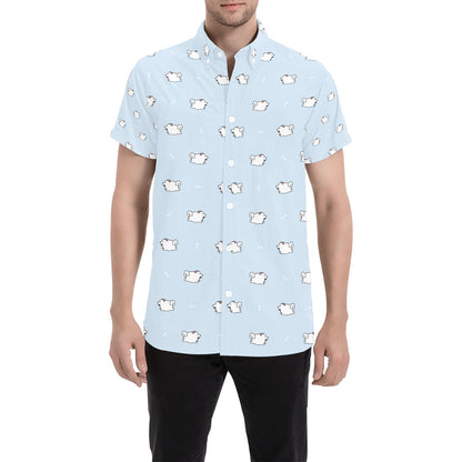 Samoyeds Print Design LKS302 Men Short Sleeve Button Up Shirt
