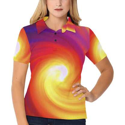 Vortex Twist Swirl Flame Themed Women's Polo Shirt