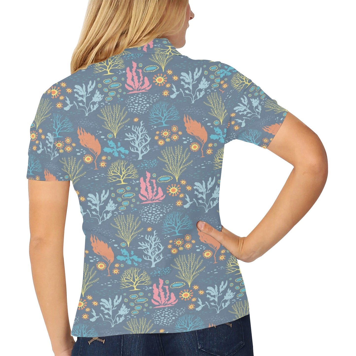 Seaweed Print Design LKS304 Women's Polo Shirt