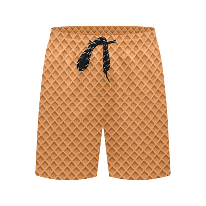 Waffle Texture Print Design LKS301 Men's Swim Trunks Beach Shorts