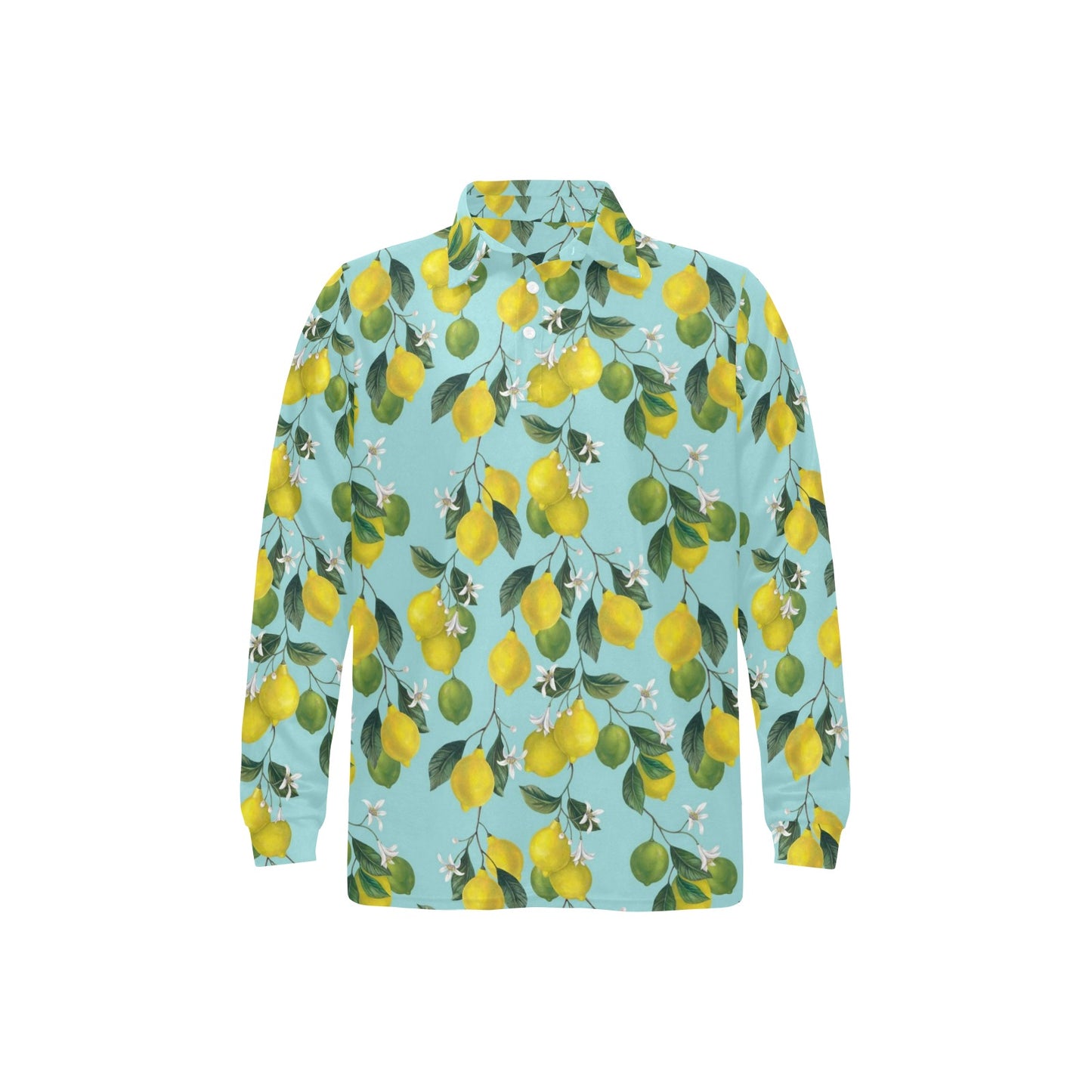 Lemon Pattern Print Design LM05 Long Sleeve Polo Shirt For Men's