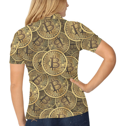 Bitcoin Pattern Print Design DO01 Women's Polo Shirt