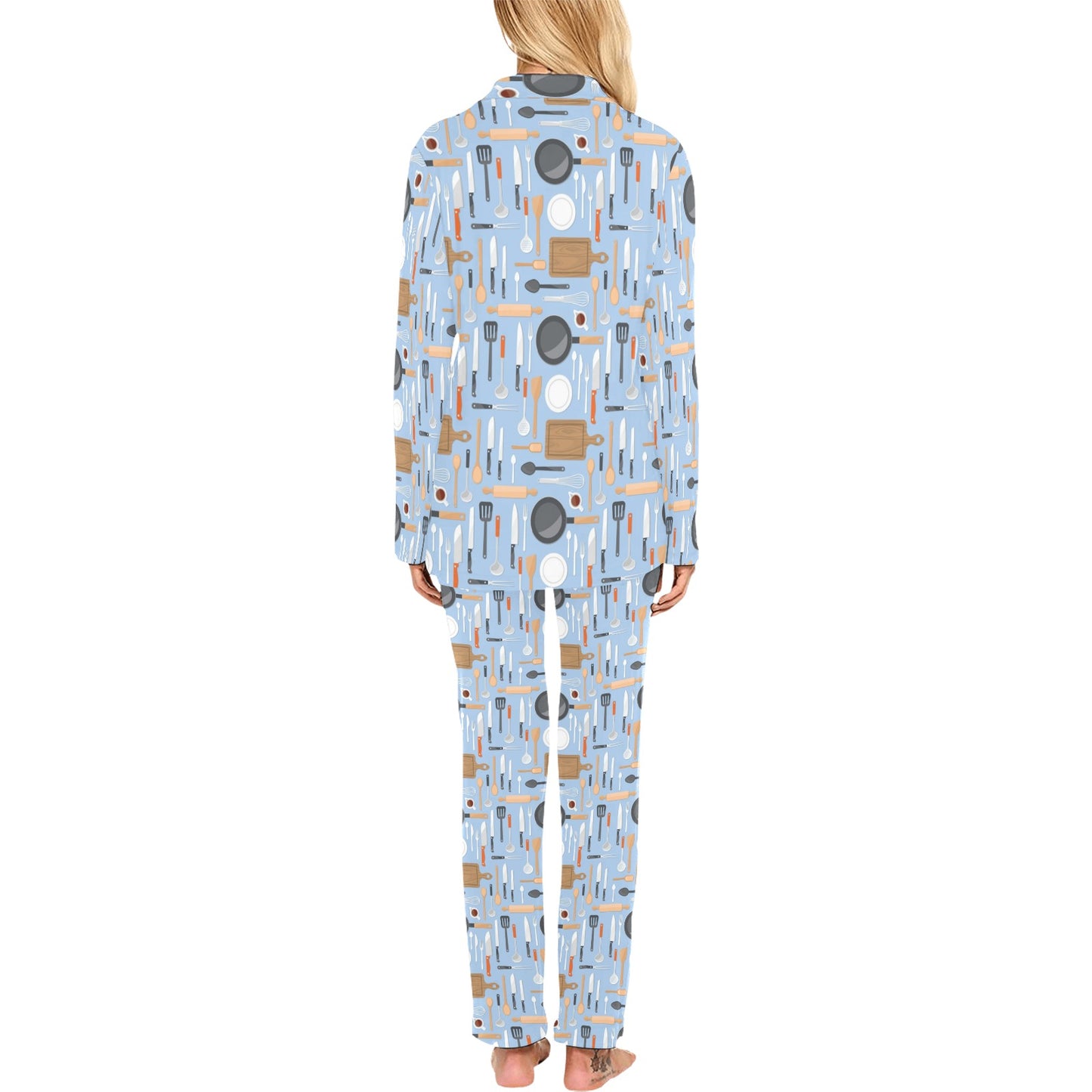 Cooking Kitchen Tools Pattern Print Design 02 Women's Long Pajama Set