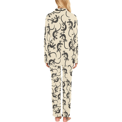 lizard Pattern Print Design 02 Women's Long Pajama Set