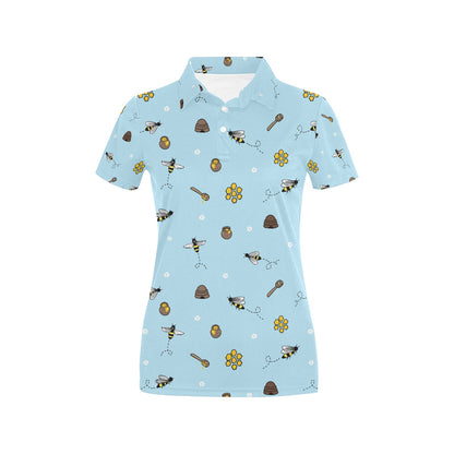 Honey Bee Print Design LKS307 Women's Polo Shirt