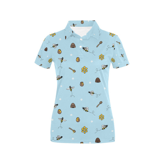 Honey Bee Print Design LKS307 Women's Polo Shirt