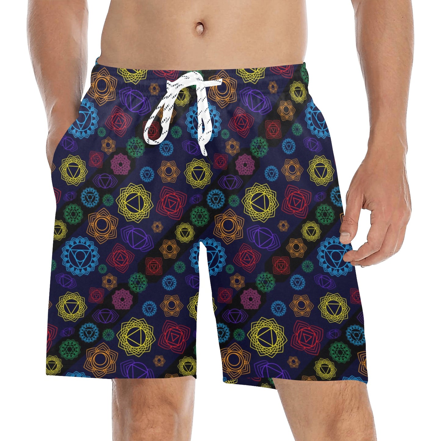 Chakra Colorful Print Pattern Men's Swim Trunks Beach Shorts