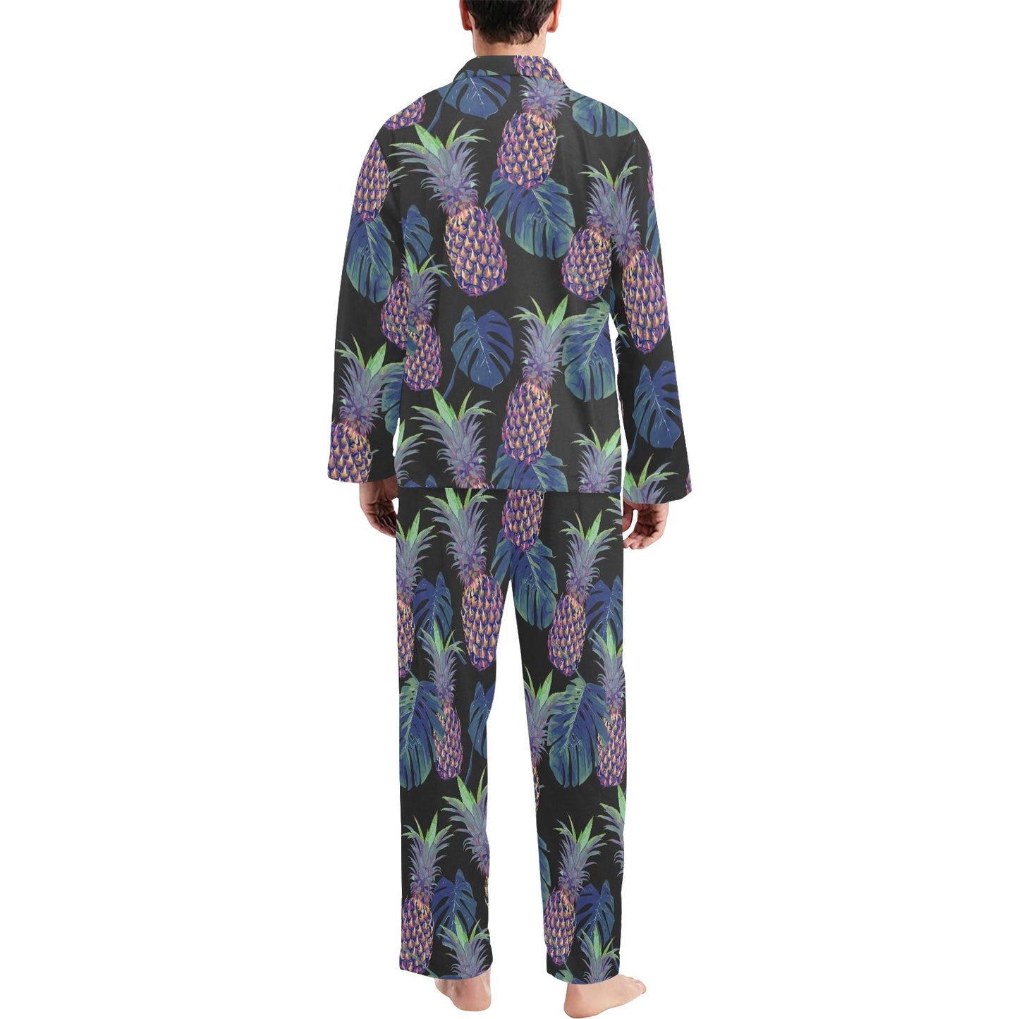 Pineapple Pattern Print Design PP04 Men's Long Pajama Set