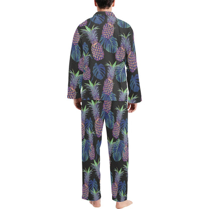 Pineapple Pattern Print Design PP04 Men's Long Pajama Set