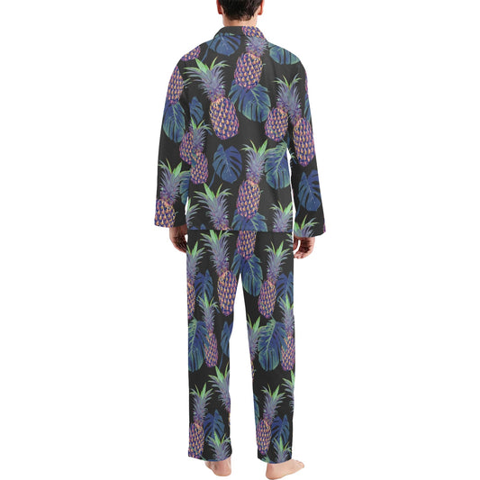 Pineapple Pattern Print Design PP04 Men's Long Pajama Set