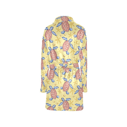 Sea Turtle Pattern Print Design T06 Women's Fleece Robe