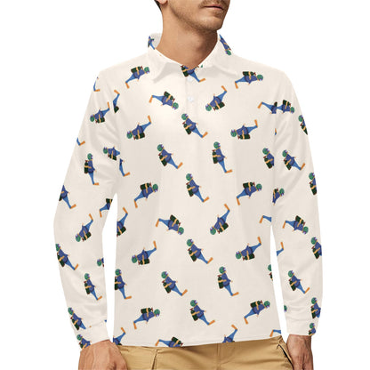 Scuba Driver Print Design LKS301 Long Sleeve Polo Shirt For Men's