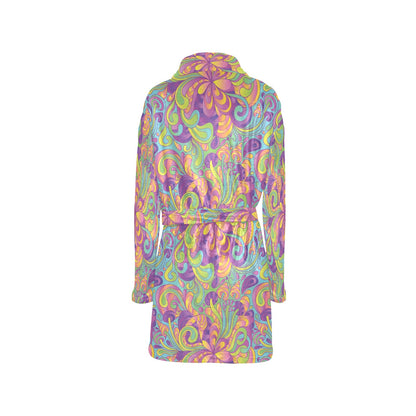 Psychedelic Mushroom Pattern Print Design A05 Women's Fleece Robe
