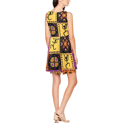 African Pattern Print Design 02 Sleeveless Dress