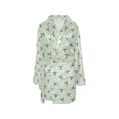 Windmill Pattern Print Design 02 Women's Fleece Robe