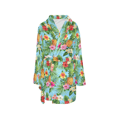 Pineapple Hawaiian flower Tropical Women's Fleece Robe