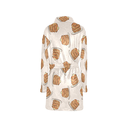Pancake Pattern Print Design A01 Women's Fleece Robe