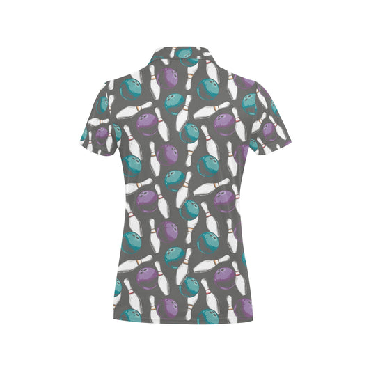 Bowling Pattern Print Design 03 Women's Polo Shirt