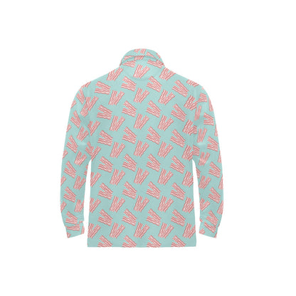 Bacon Pattern Print Design 04 Long Sleeve Polo Shirt For Men's