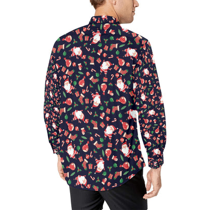 Santa Christmas Themed Print Design LKS304 Men's Long Sleeve Dress Shirt