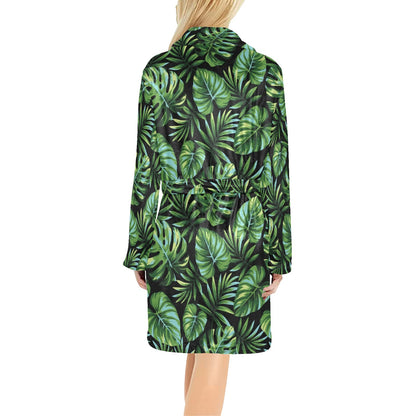 Palm Leaves Pattern Print Design PL013 Women's Fleece Robe