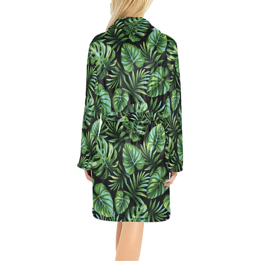 Palm Leaves Pattern Print Design PL013 Women's Fleece Robe
