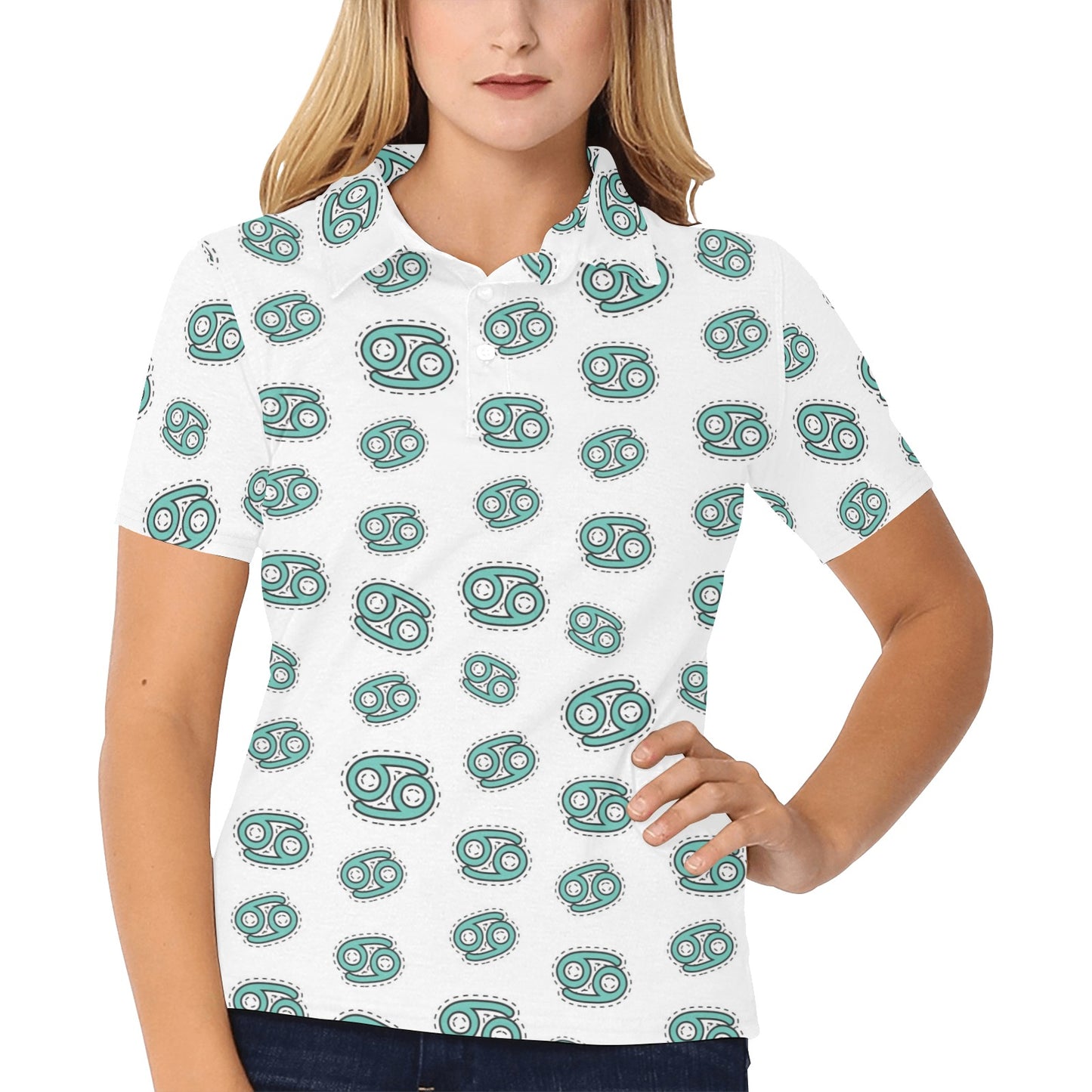Cancer Zodiac Pattern Print Design 04 Women's Polo Shirt