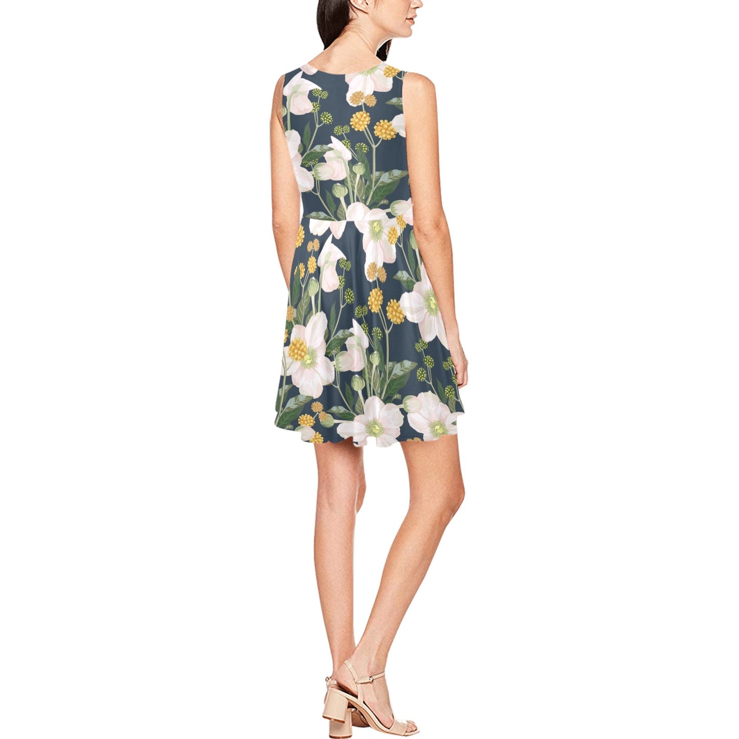 Anemone Pattern Print Design AM04 Sleeveless Dress