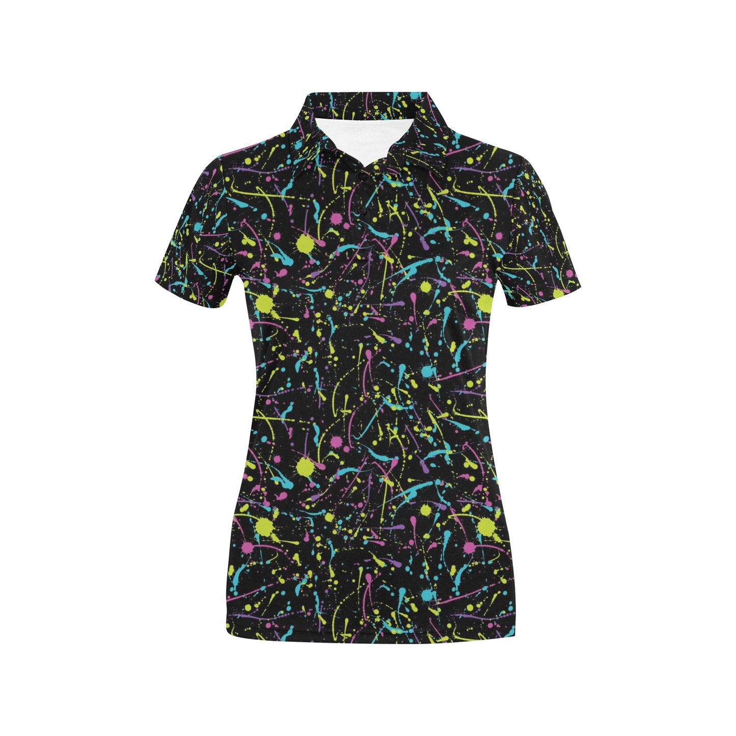 Splatter Multicolor Print Design LKS302 Women's Polo Shirt