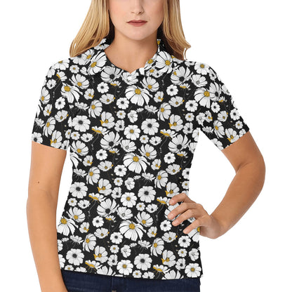 Daisy Pattern Print Design 02 Women's Polo Shirt