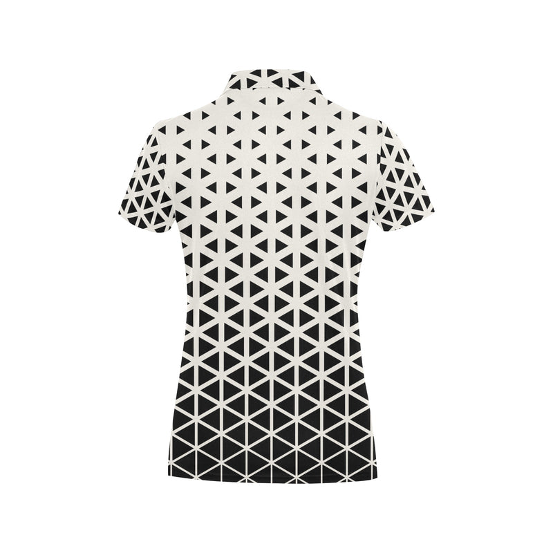 Geometric Black White Pattern Print Design 03 Women's Polo Shirt