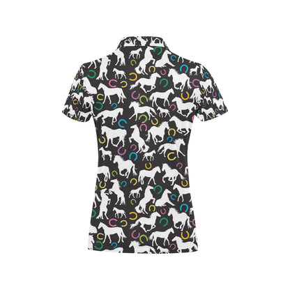 Horse Hoof Colorful Print Design LKS301 Women's Polo Shirt