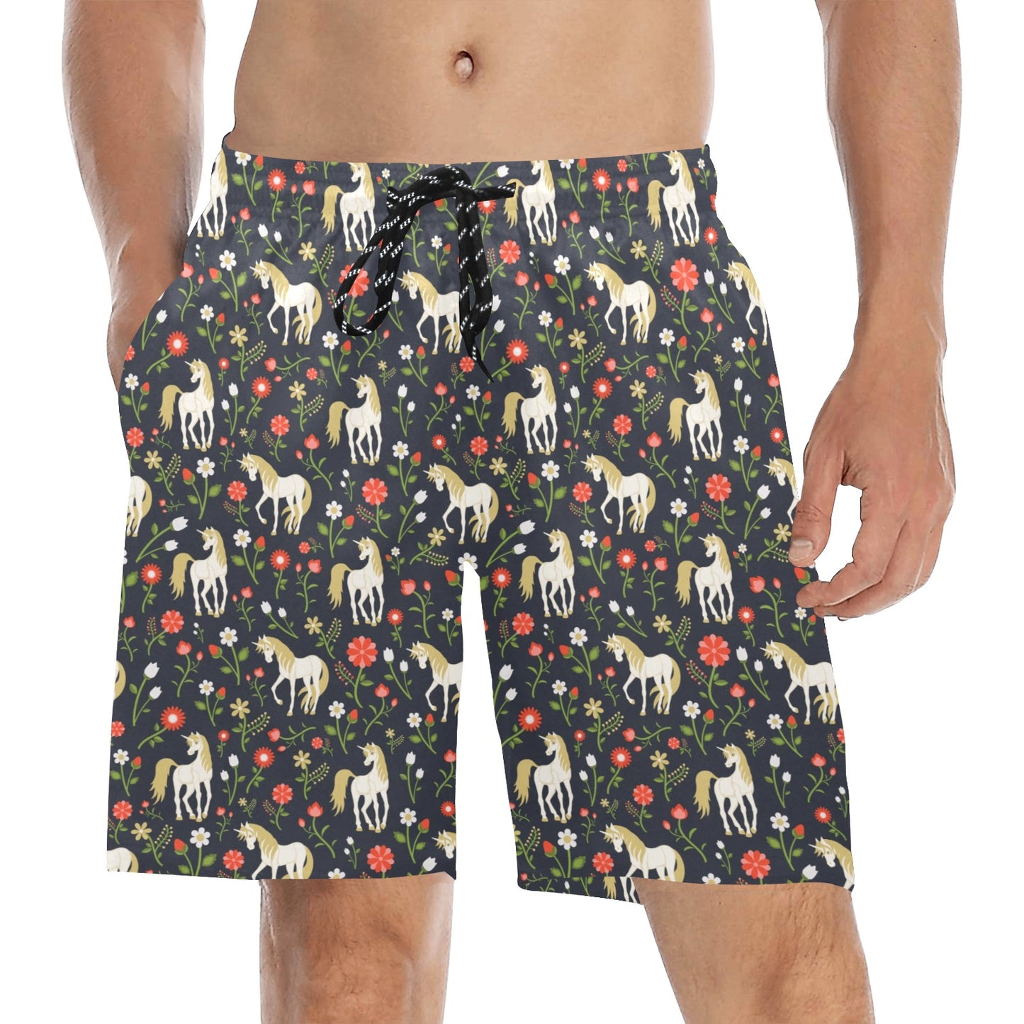 Unicorn Print Design LKS301 Men's Swim Trunks Beach Shorts