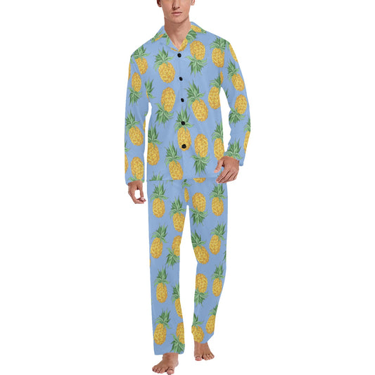 Pineapple Pattern Print Design A04 Men's Long Pajama Set
