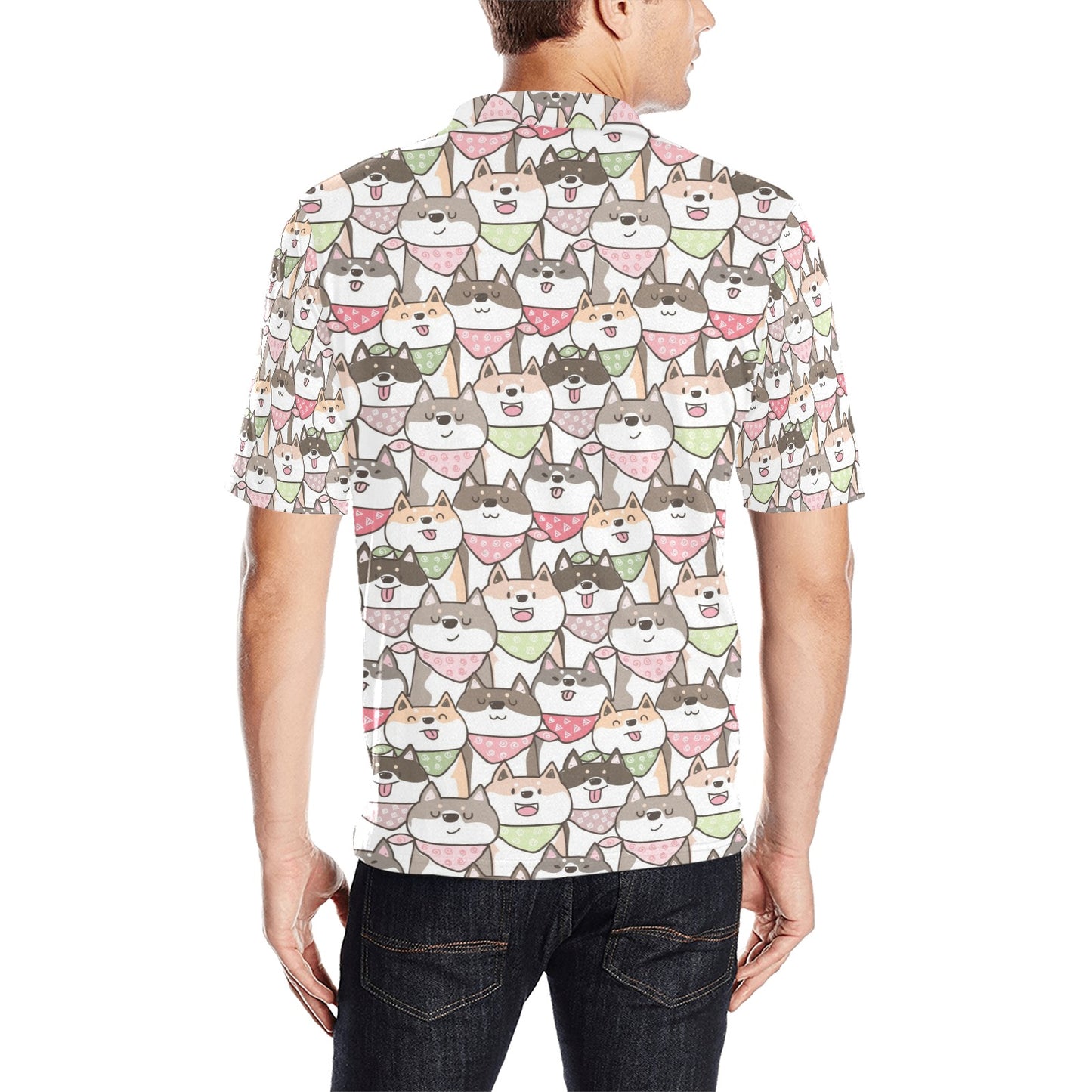 Shiba Inu Print Design LKS305 Men Polo Shirt