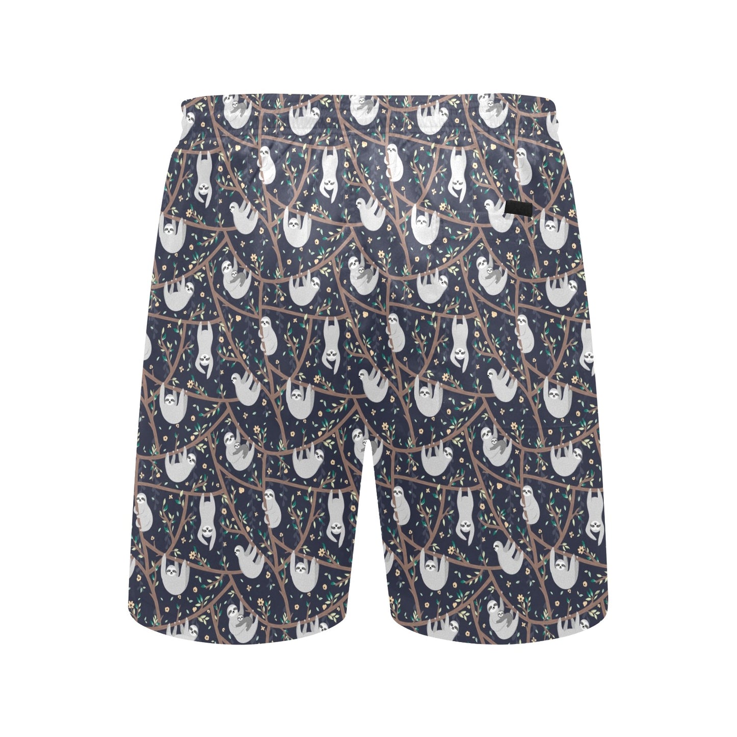 Sloth Happy Design Themed Print Men's Swim Trunks Beach Shorts