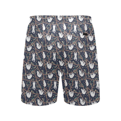 Sloth Happy Design Themed Print Men's Swim Trunks Beach Shorts