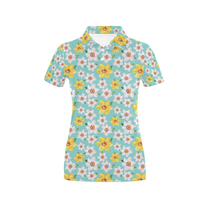 Daffodils Pattern Print Design 02 Women's Polo Shirt