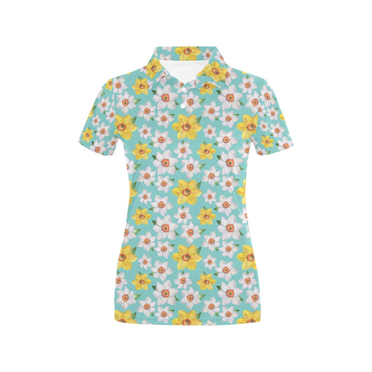 Daffodils Pattern Print Design 02 Women's Polo Shirt
