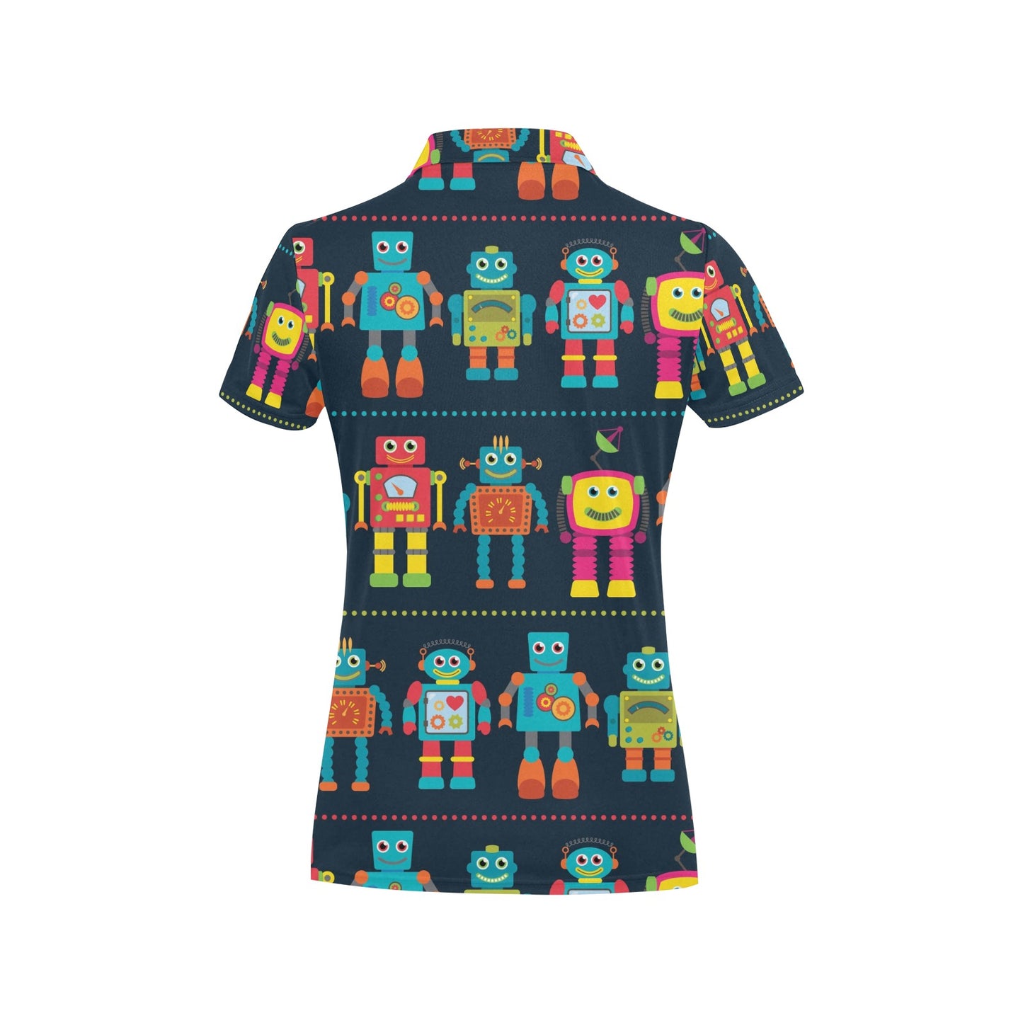 Robot Pattern Print Design A01 Women's Polo Shirt