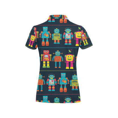 Robot Pattern Print Design A01 Women's Polo Shirt