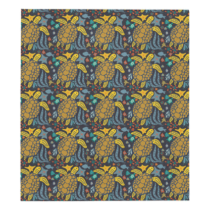 Sea Turtle Pattern Print Design T03 Premium Quilt