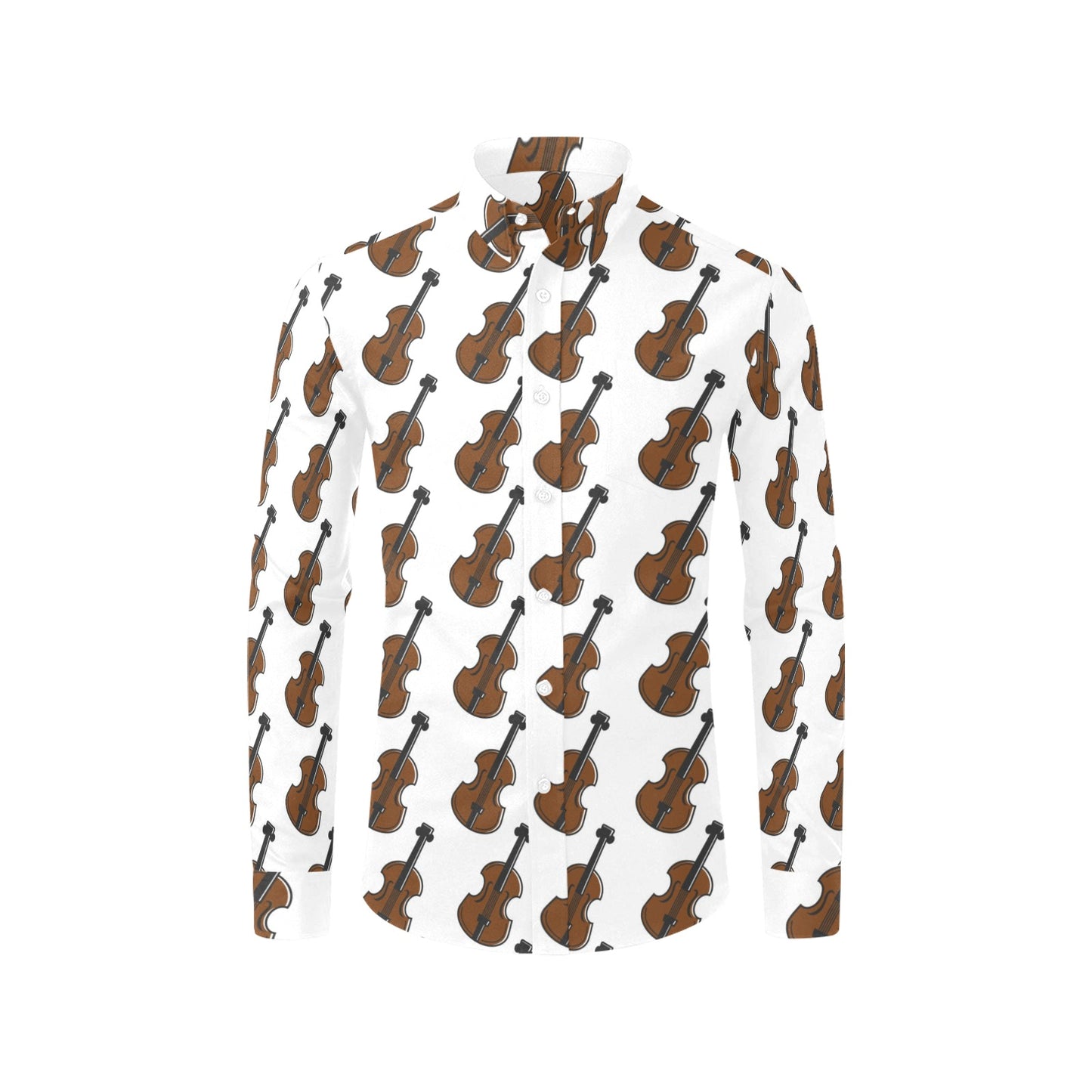 Violin Print Design LKS405 Men's Long Sleeve Dress Shirt