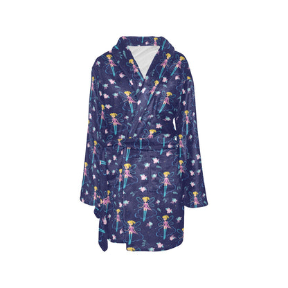 Fairy Cartoon Style Print Pattern Women's Fleece Robe