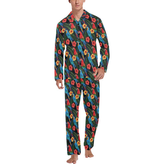 Parrot Pattern Print Design A01 Men's Long Pajama Set