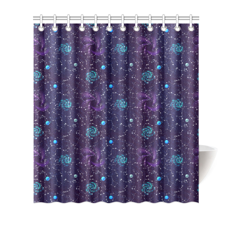 Zodiac Galaxy Design Print Shower Curtain
